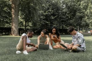 Group of friends in the park