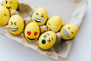 Yellow Painted Eggs With Emojis