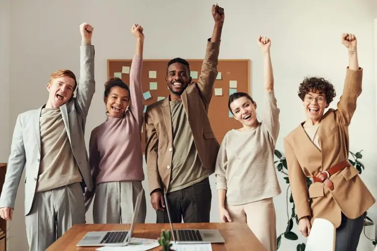 Group of people cheering