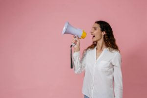 woman using a megaphone