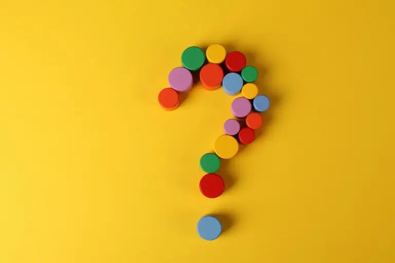 Question mark made from colorful blocks
