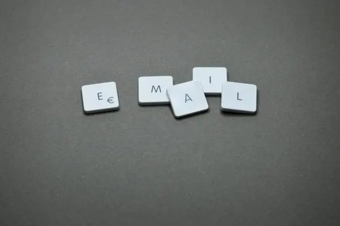Close-up of the word email in tile
