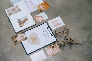 Modern flat lay of branding strategy