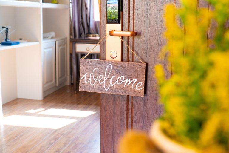 welcome sign on acupuncture clinic door