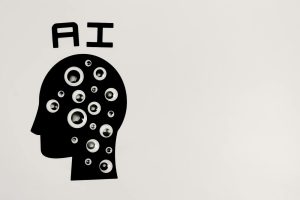 Abstract illustration of AI with silhouette