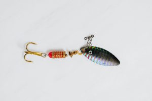 Close-up shot of a colorful metallic fishing lure