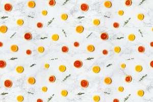 Colorful citrus slices arranged in a pattern