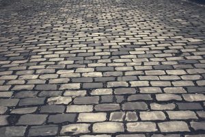 Gray textured cobblestone pathway